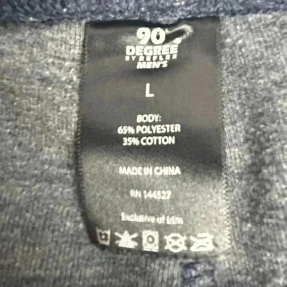 90 degree Reflex Men's Black Sweat Shorts L Drawstring Zipper Pockets Casual - Picture 5 of 6